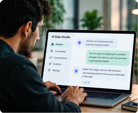 Students practising decisions in a live AI simulation